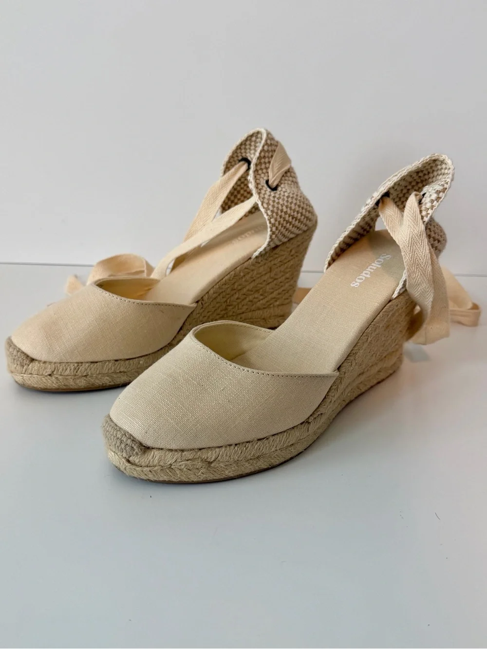 Soludos The Marseille Wedge Espadrille in La Concha Ivory, Size 7